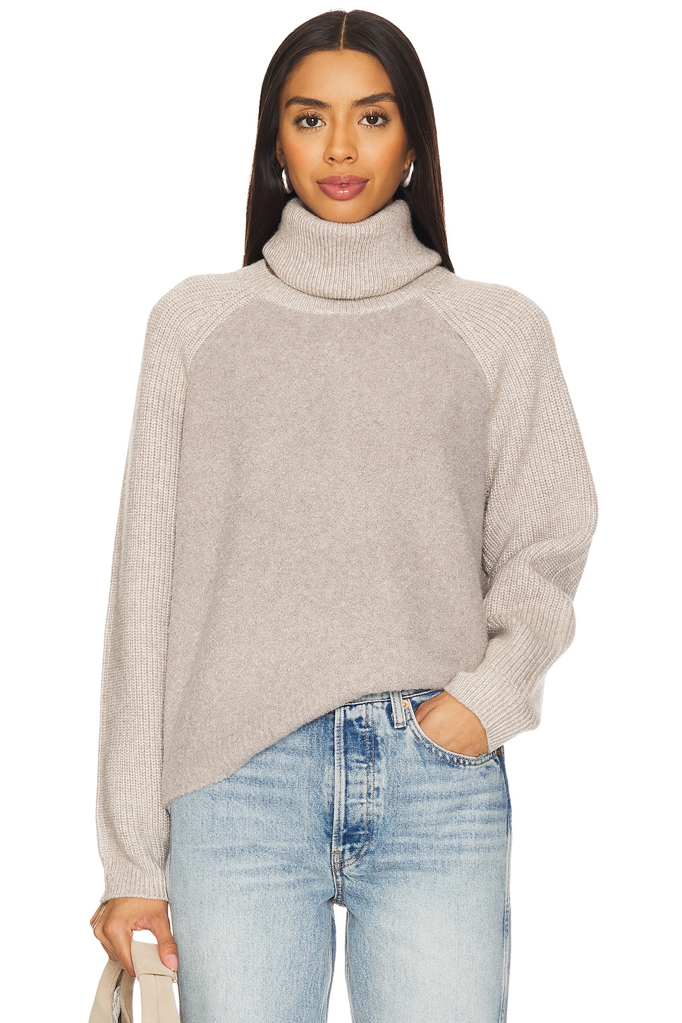 525 Mckenzie Mixed Media Removable Collar Pullover
