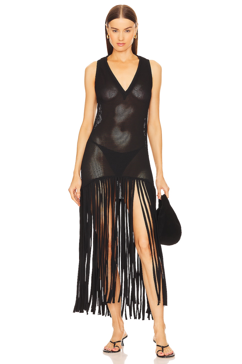 ADRIANA DEGREAS Fringe Maxi Dress