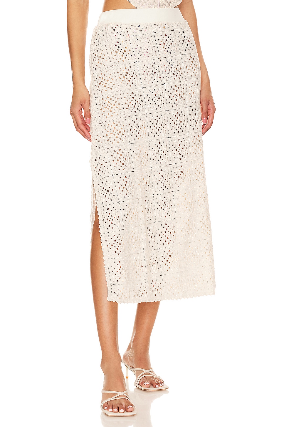Agua Bendita X Revolve Mira Gres Crochet Midi Skirt