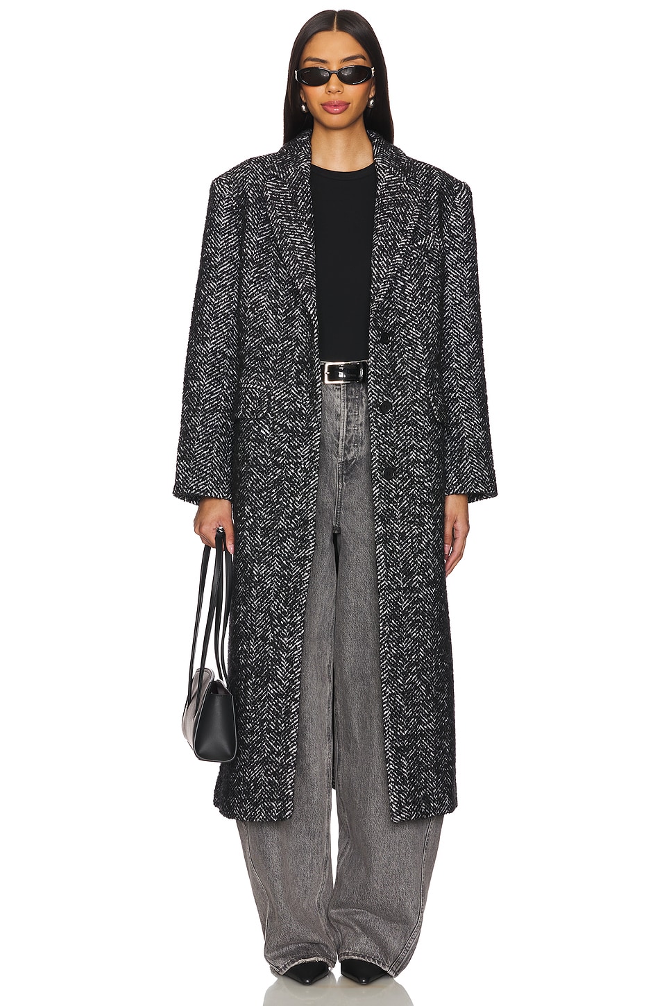 ANINE BING Quinn Coat in Black and White Tweed