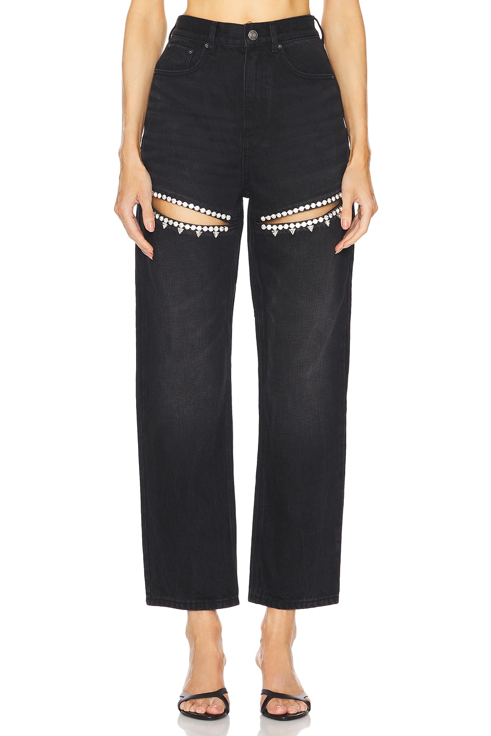AREA Crystal Slit Jean