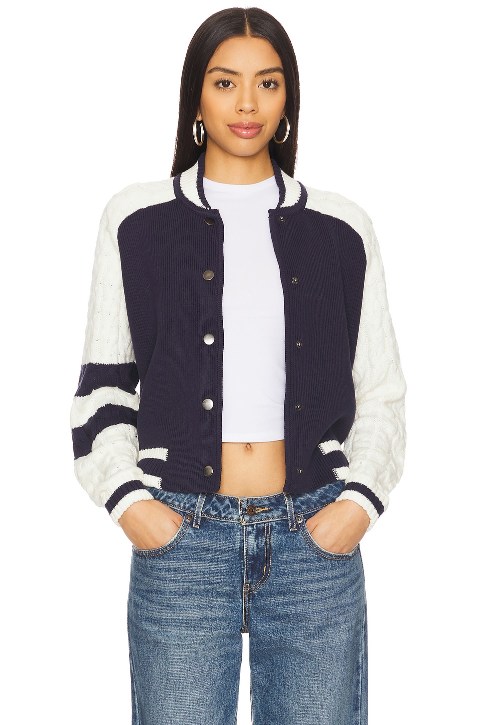 Central Park West Cable Sleeve Knit Bomber