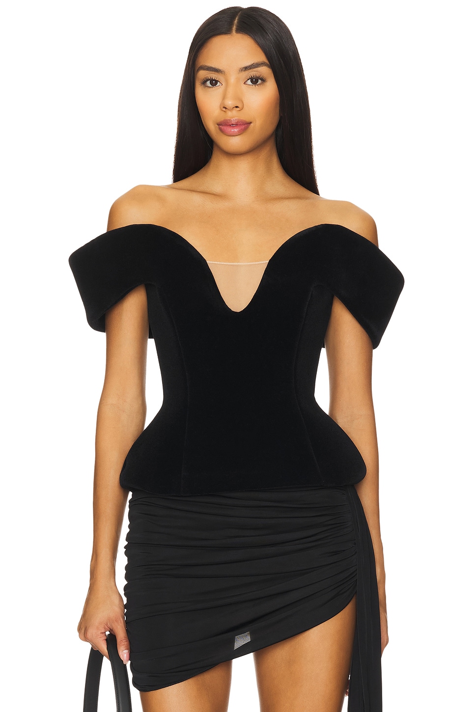 David Koma Off Shoulder Velvet Top