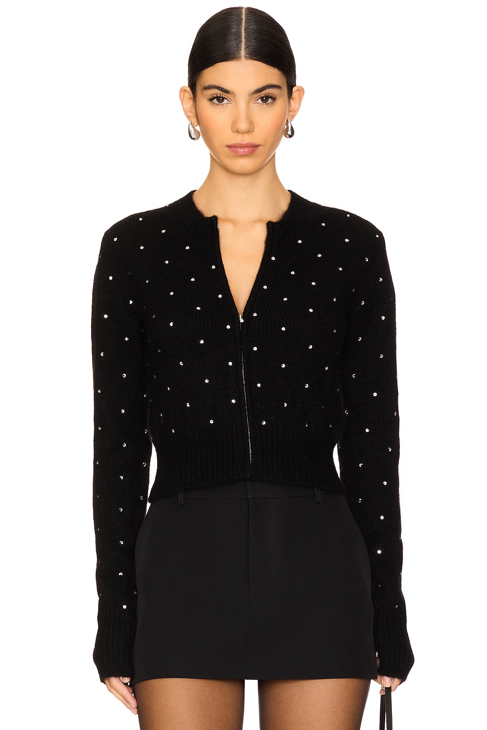 fleur du mal Rhinestone Knit Cropped Cardigan