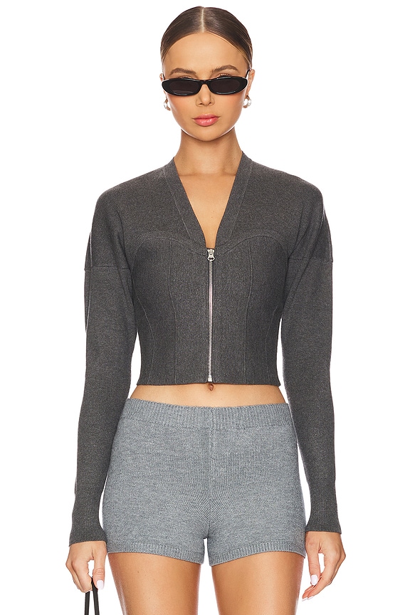 fleur du mal Knit Zip Bustier Cardigan