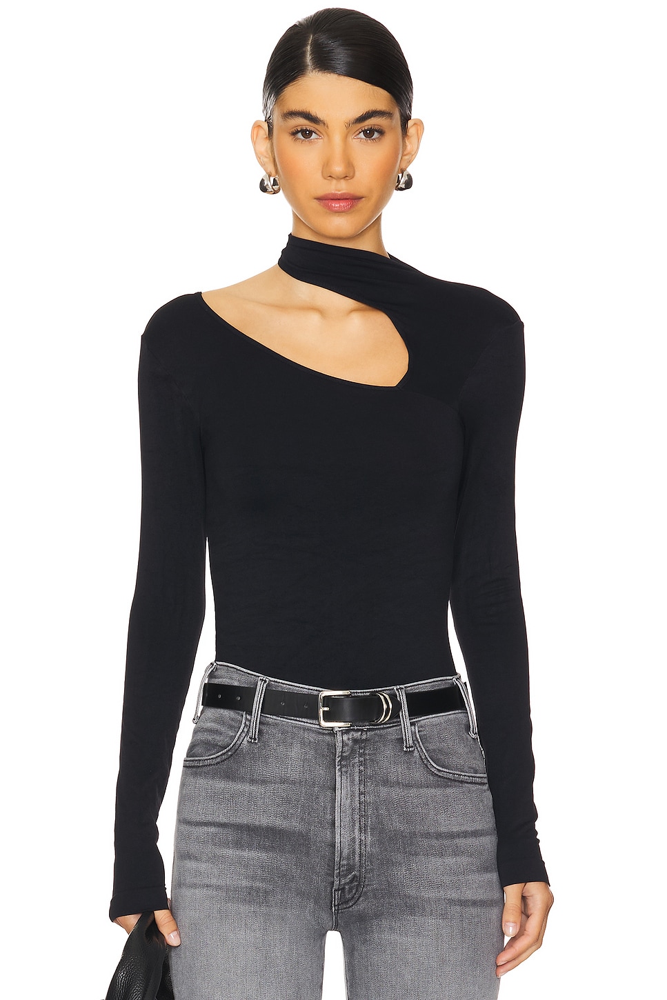 Free People x Intimately FP Cut It Out Seamless Long Sleeve Top In Black
