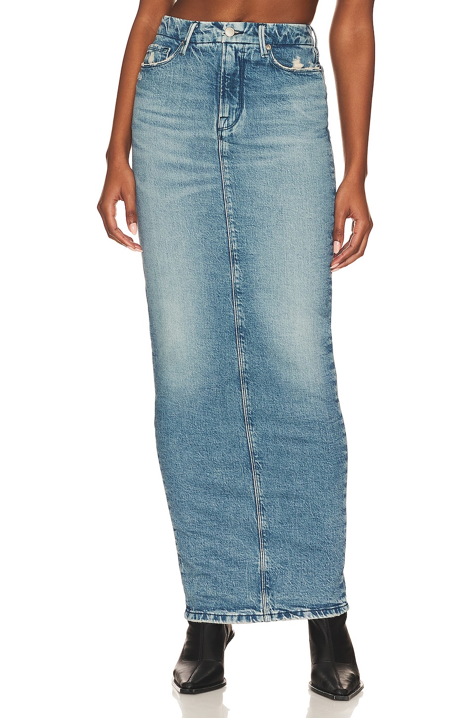 Good American Tube Maxi Denim Skirt