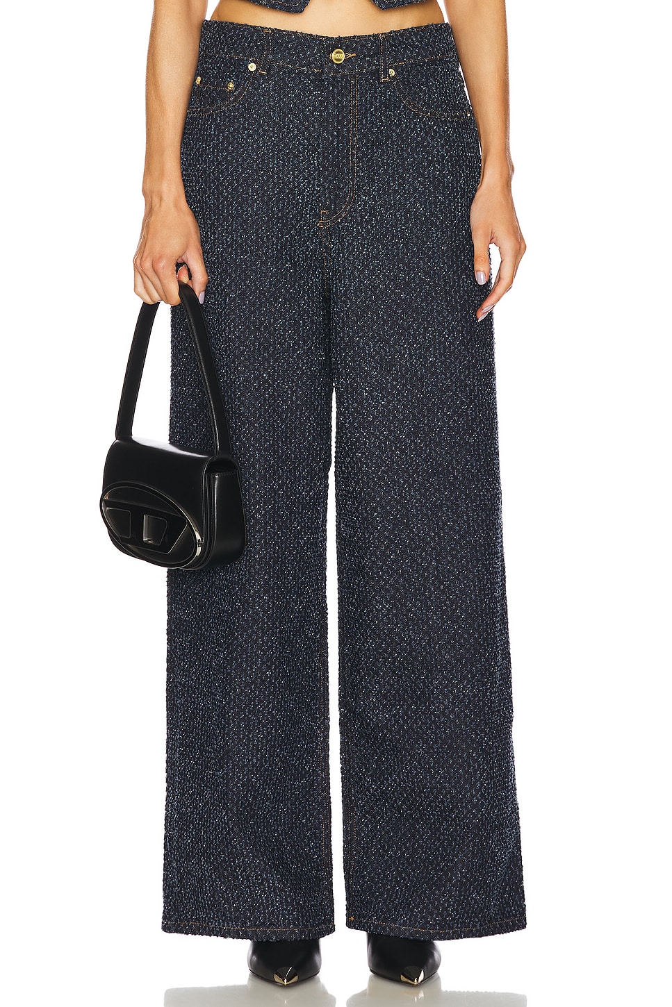 Ganni Fluffy Denim Wide Jeans