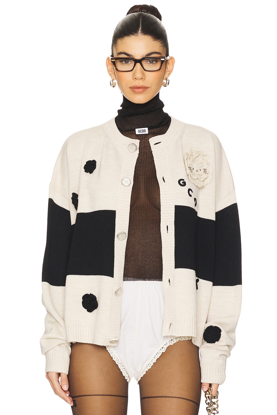 GCDS Hello Kitty Crochet Buttoned Cardigan