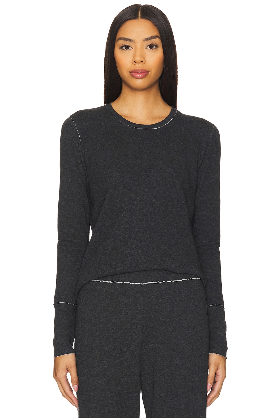 Goldie Double Face Long Sleeve Crew Neck Top