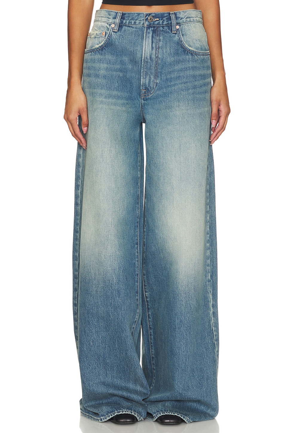 GRLFRND Luna Mid Rise Baggy Wide Leg
