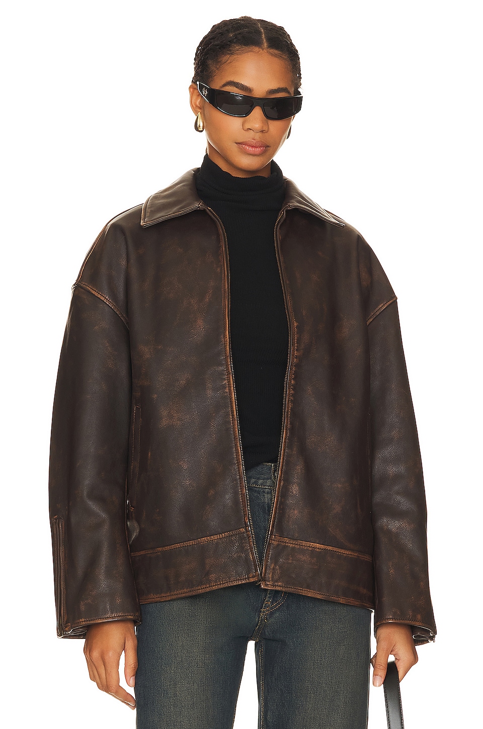 GRLFRND Alek Distressed Leather Jacket