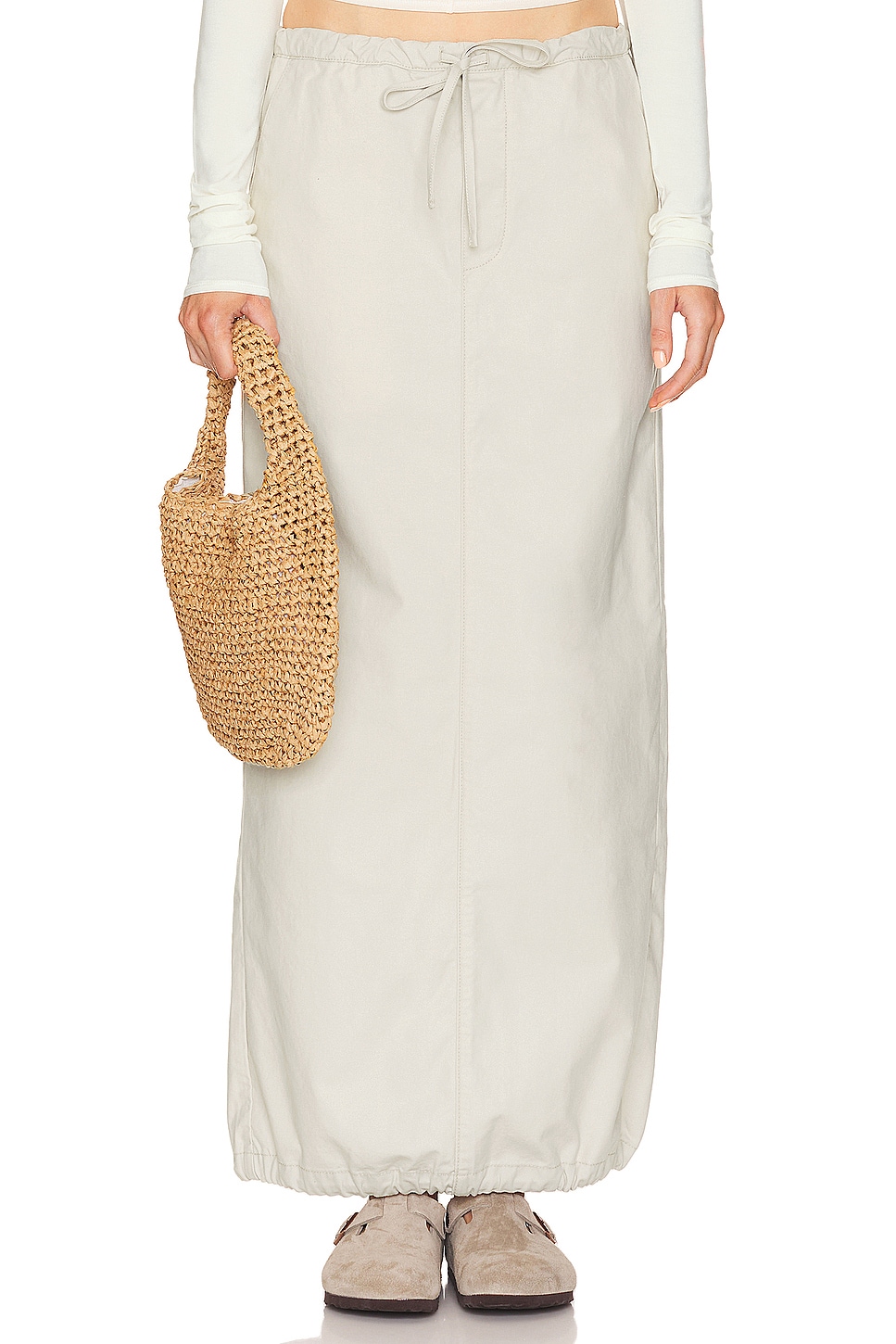 Helsa Workwear Drawcord Maxi Skirt