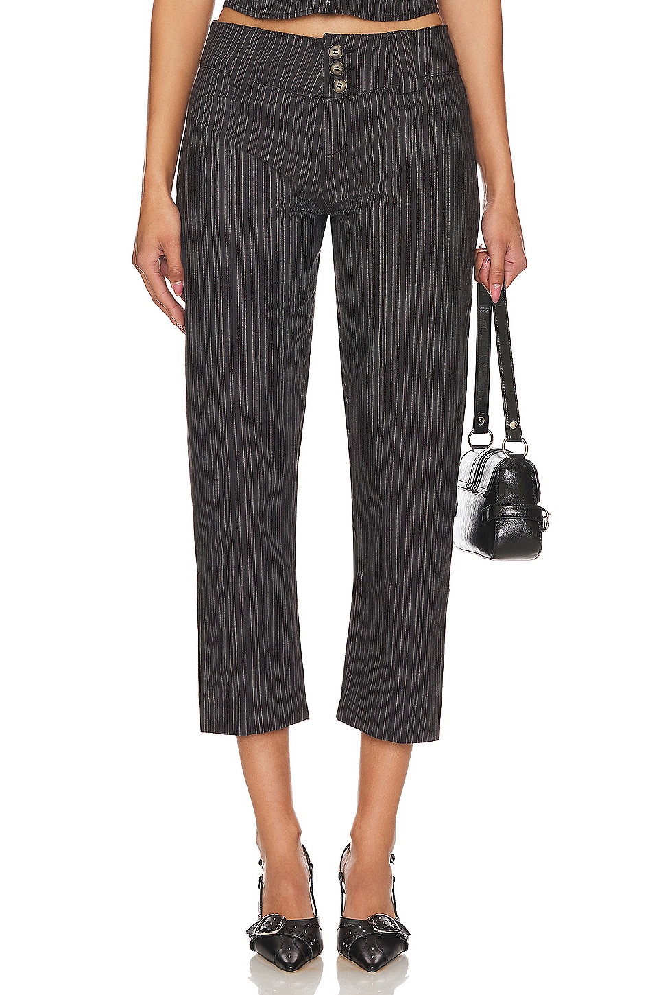 Jaded London Tailored 3/4 Stripe Button Trousers