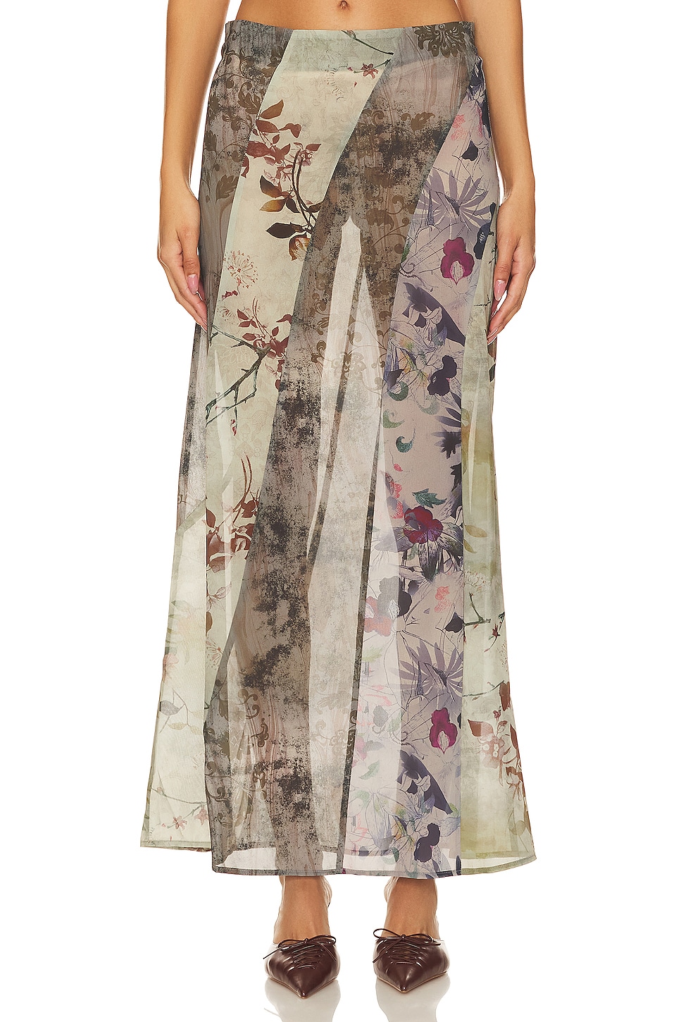 Jaded London Panelled Print Maxi Skirt