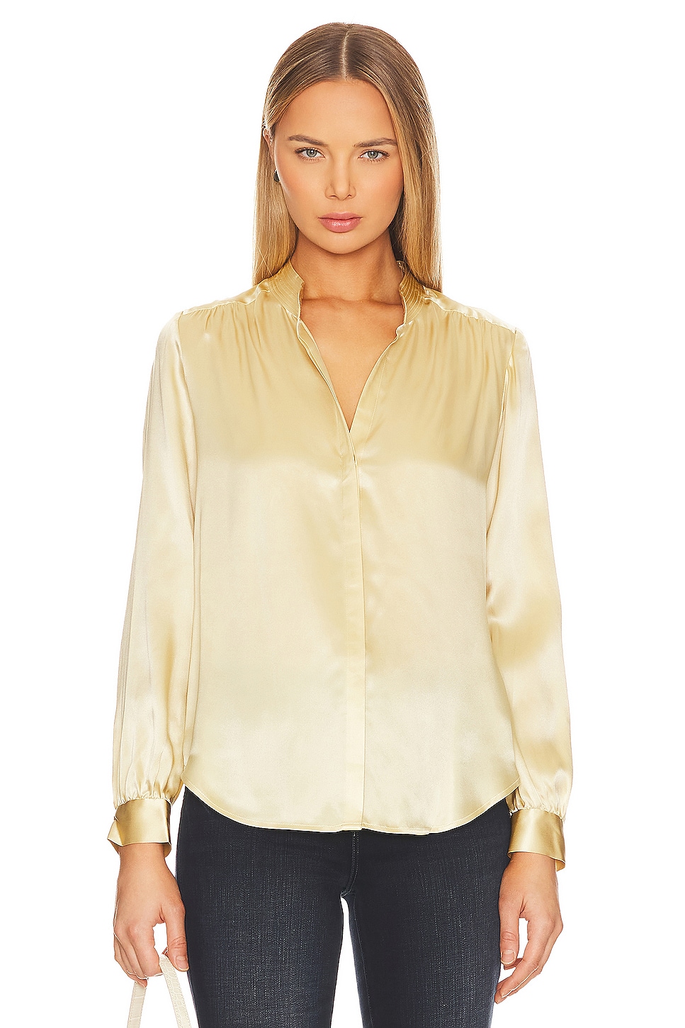 L'Academie Bianca Band Collar Blouse