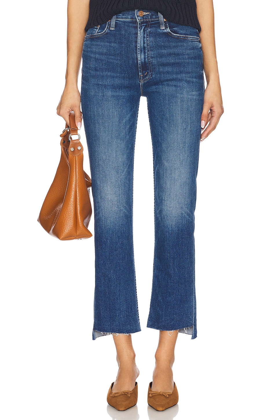 MOTHER High Waisted Rider Ankle Step Fray