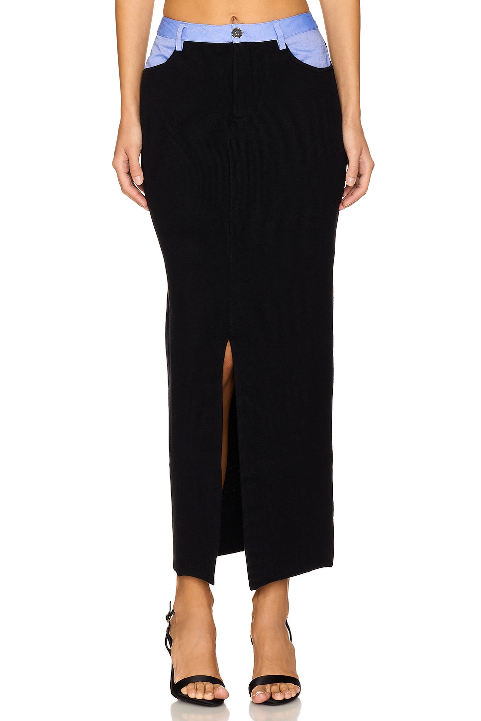 NAADAM Cotton Cashmere Mixed Media Midi Skirt