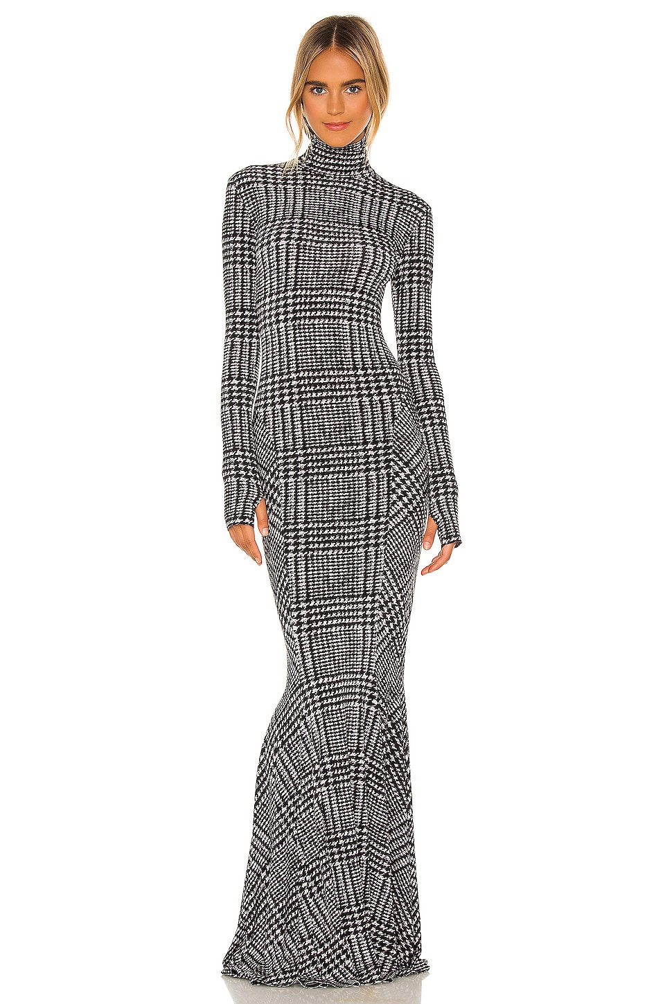 Norma Kamali Long Sleeve Turtle Fishtail Gown