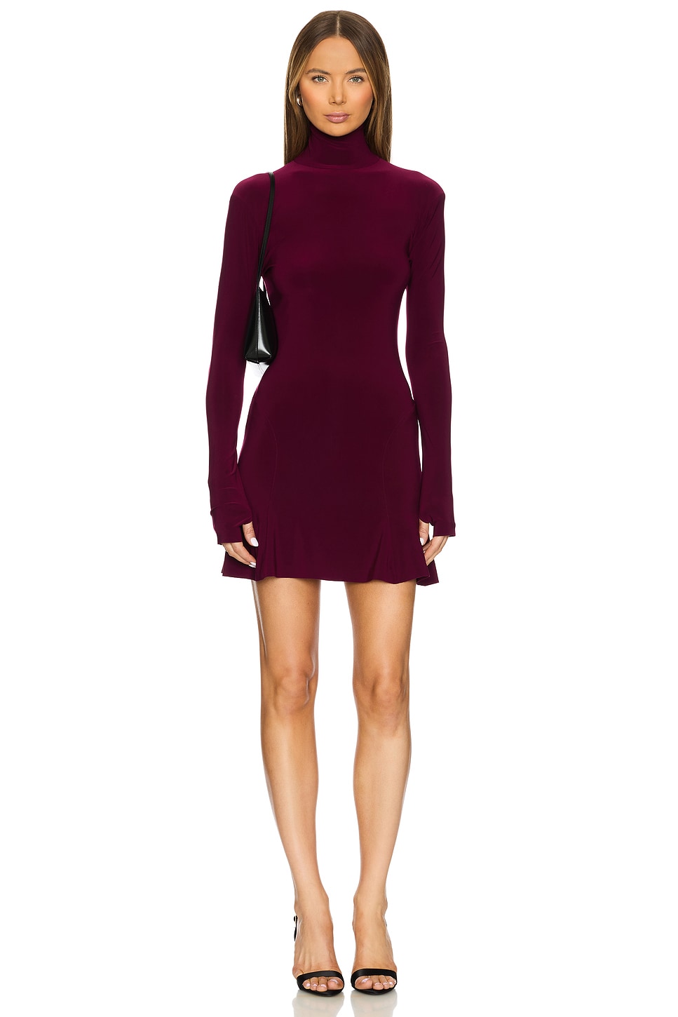 Norma Kamali x REVOLVE Long Sleeve Turtleneck Fishtail Mini Dress
