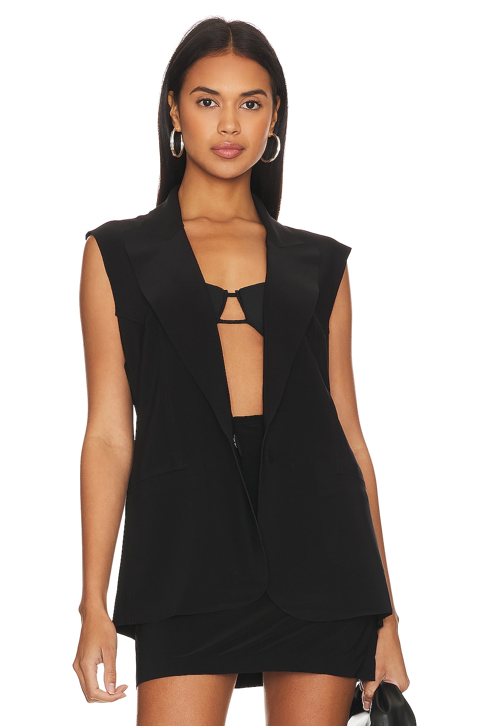 Norma Kamali Sleeveless Single Breasted Jacket