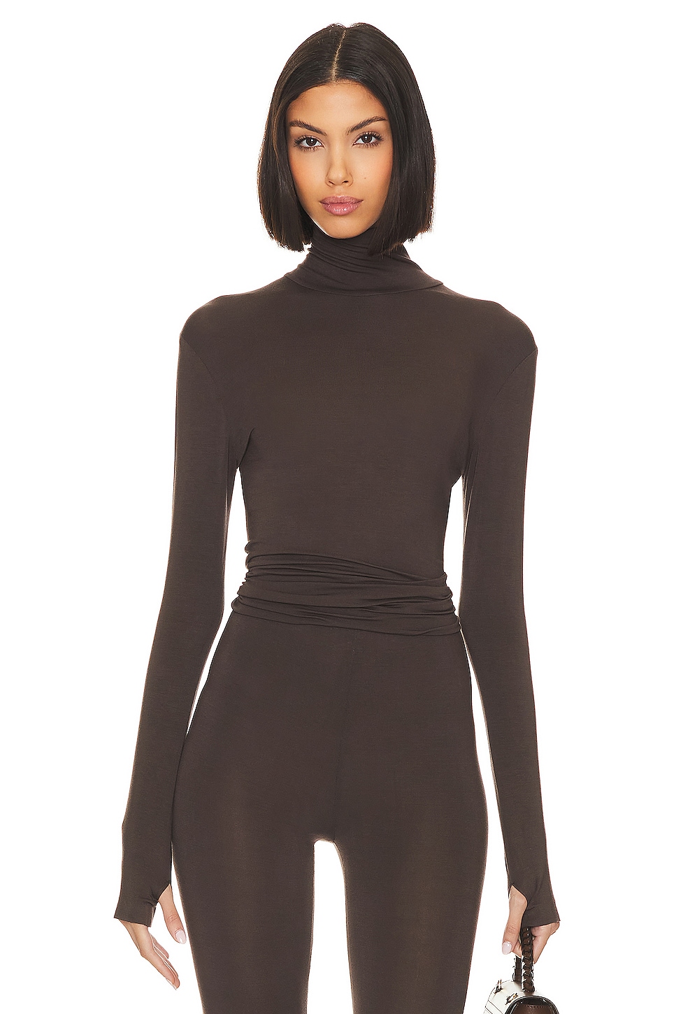 Norma Kamali Slim Fit Long Sleeve Turtle Top