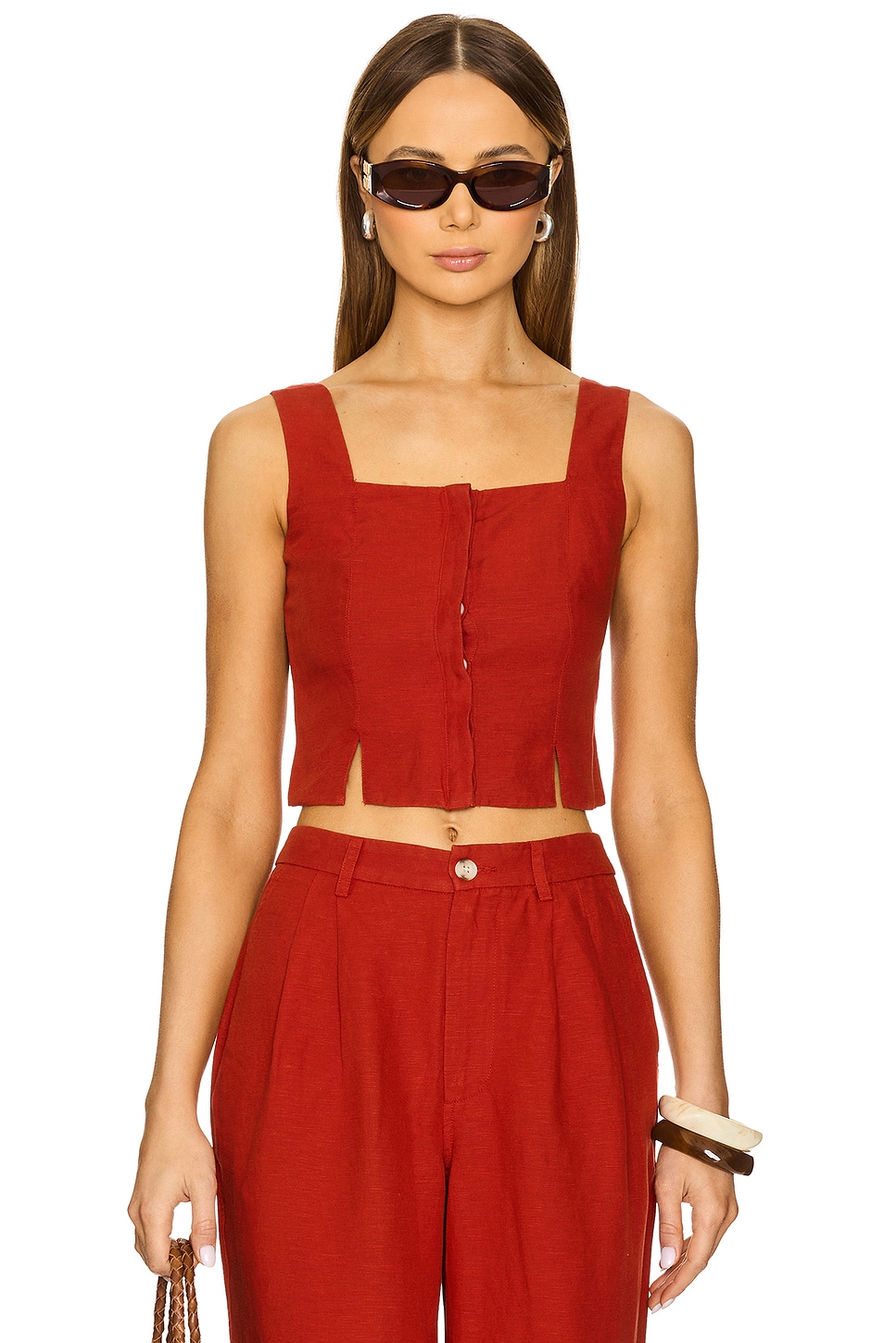onia Air Linen Square Neck Top