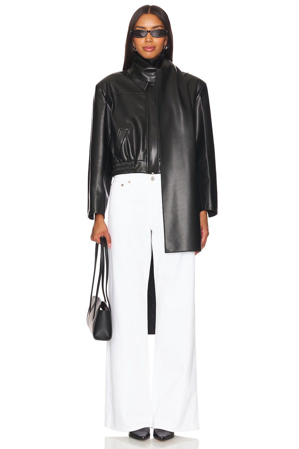 SELMACILEK Faux Leather Scarf-detailed Jacket