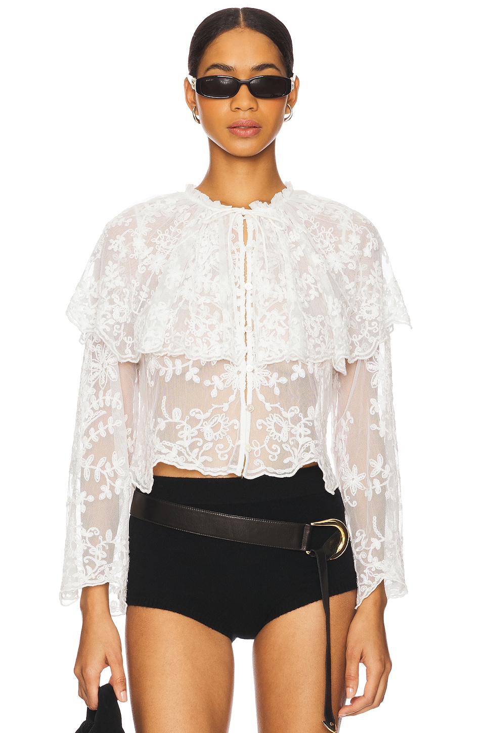 Sea Marja Embroidery Capelet Blouse