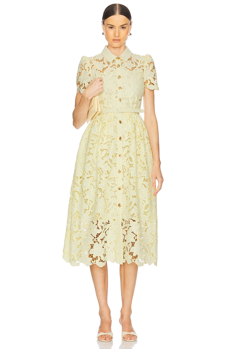 self-portrait Lace Collared Midi Dress