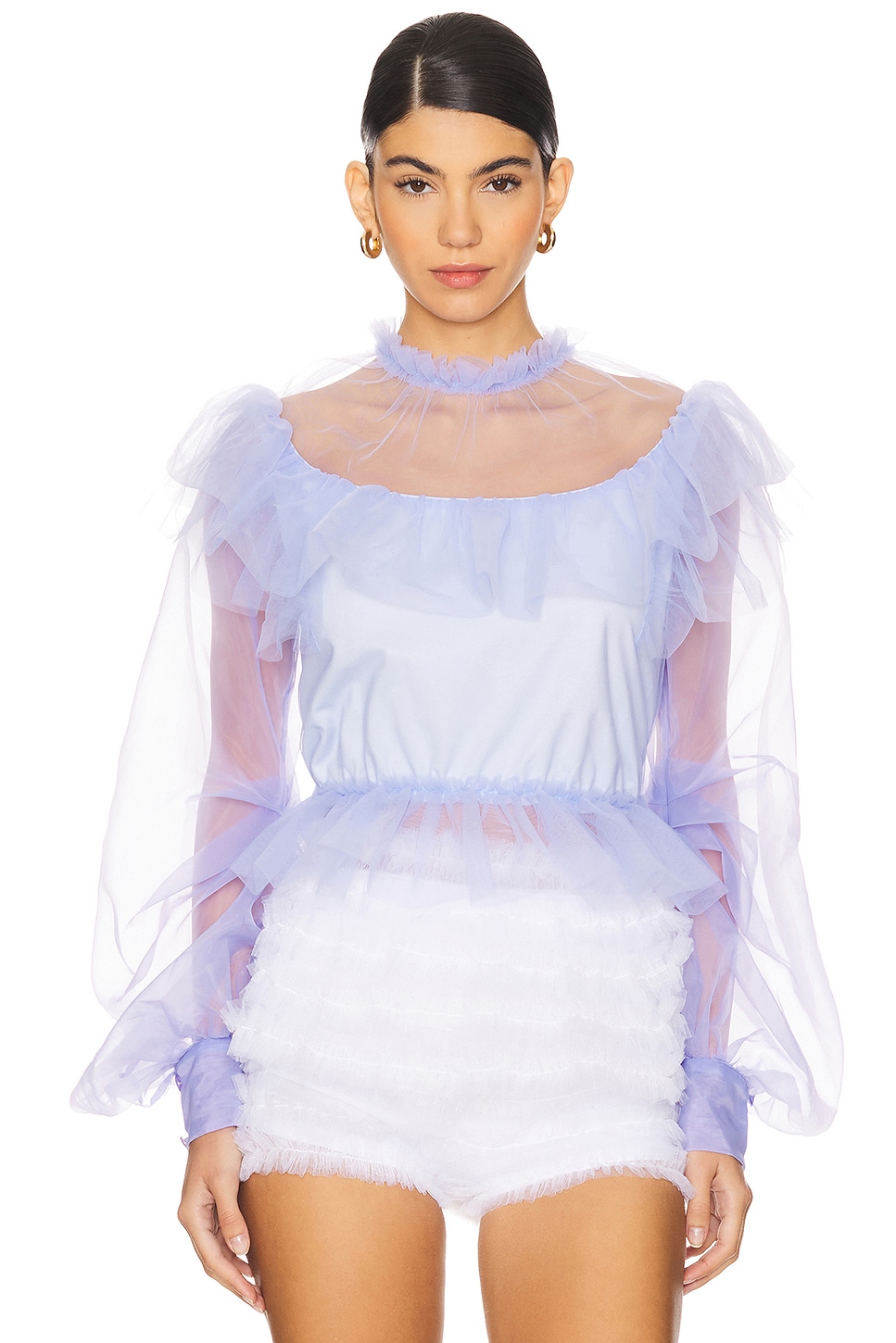 Susan Fang Organza Balloon Sleeve Top