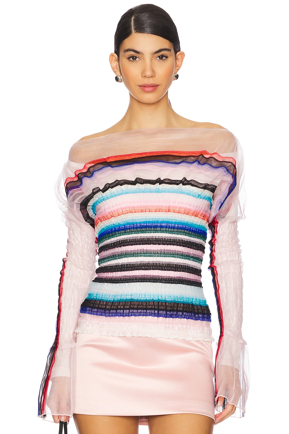 Susan Fang Striped Smocked Top