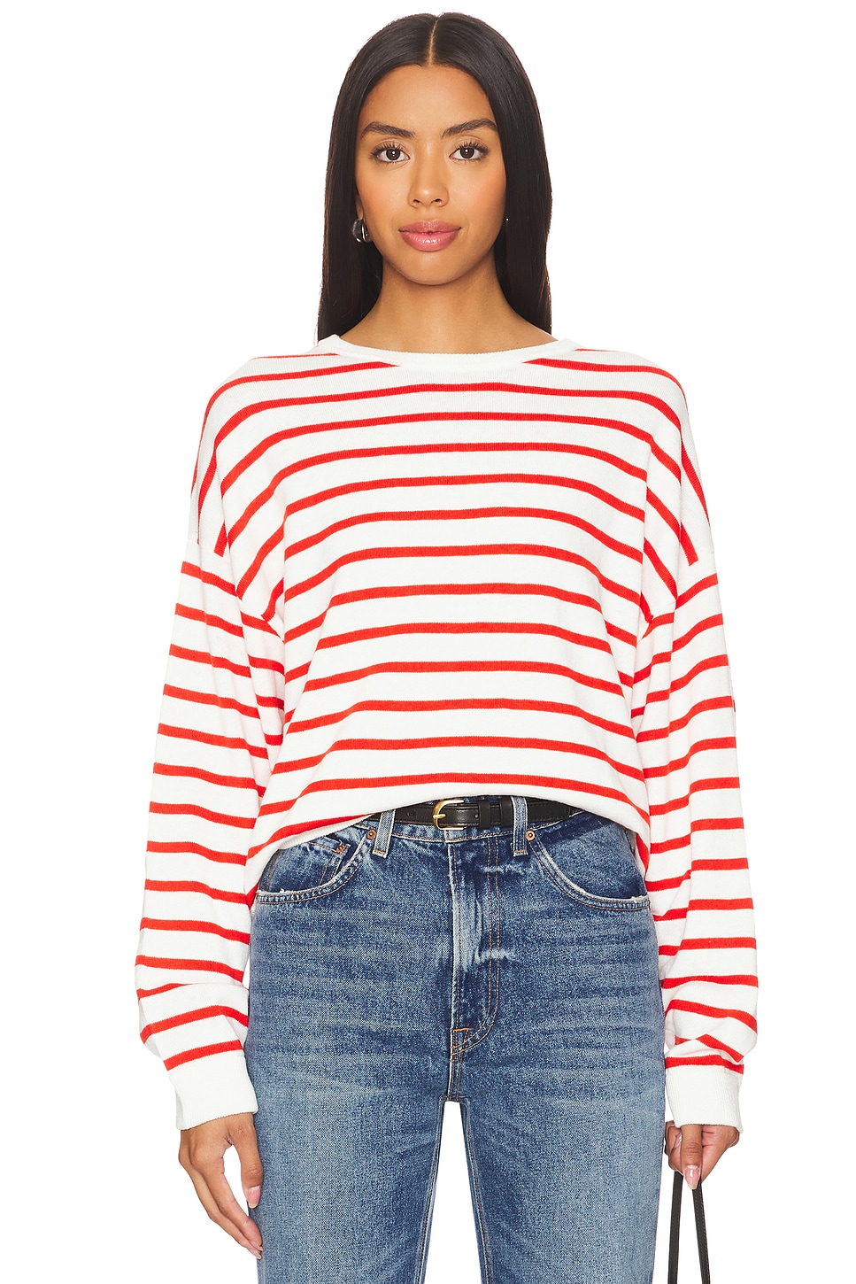 White + Warren Cotton Blend Drop Shoulder Sweatshirt