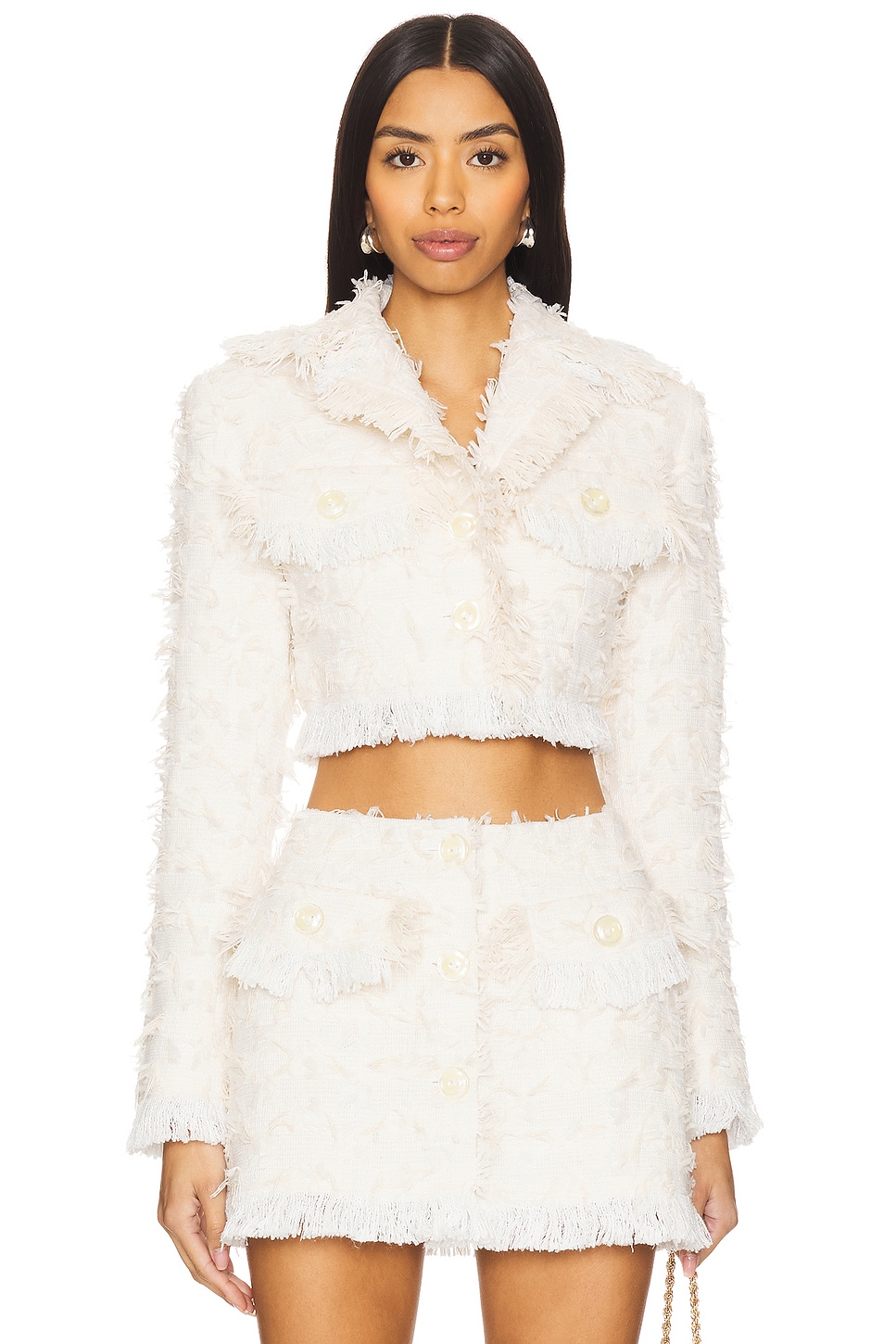 Yuhan Wang Frayed Tweed Jacket