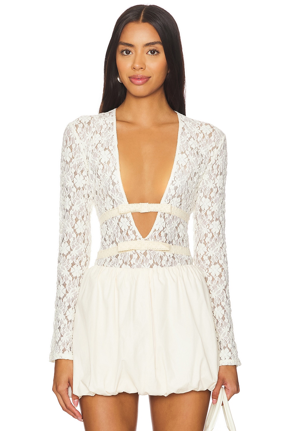Yuhan Wang Ribbon Tied Lace Top