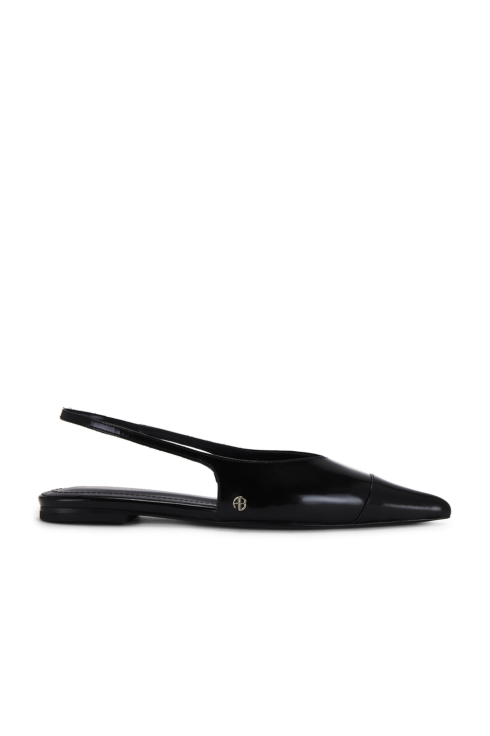 ANINE BING Elena Slingback Flat in High Shine Black