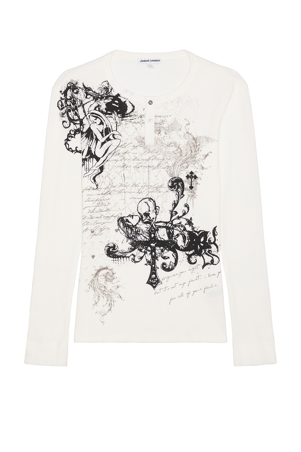 Jaded London Gothic Waffle Henley