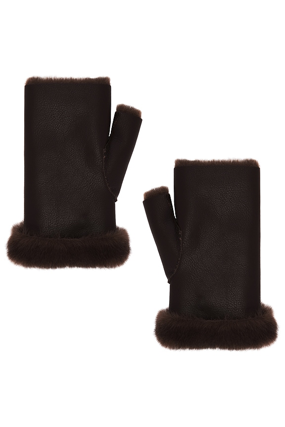 jocelyn Faux Mink & Leather Fingerless Mittens