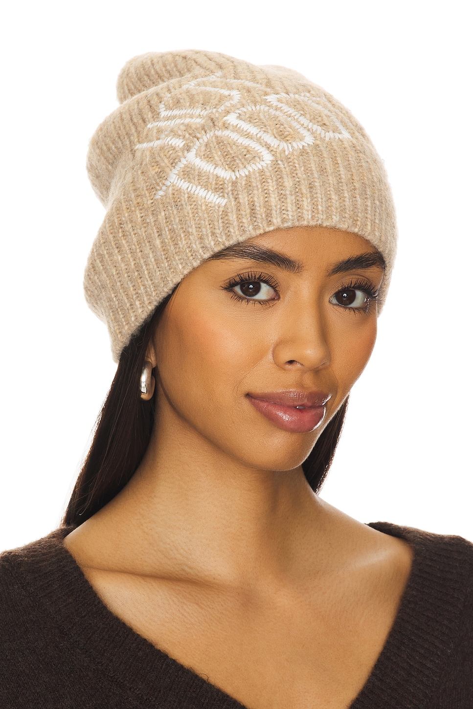 jocelyn Rib Knit Hat With Embroidery