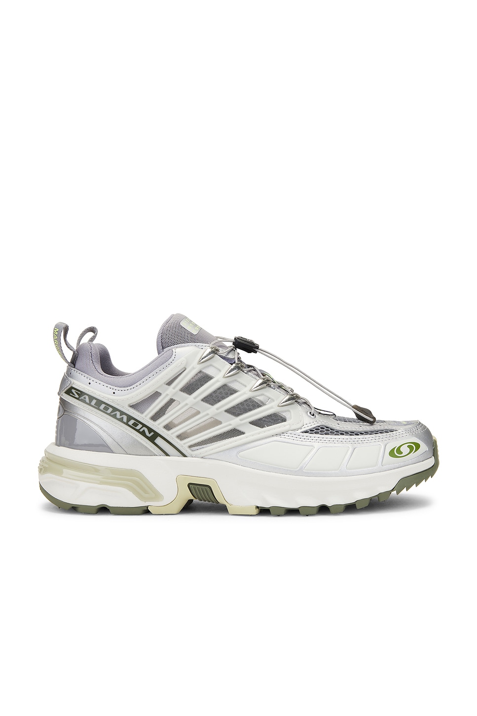 MM6 Maison Margiela X Salomon Acs Pro Sneakers in Sharkskin, Silver, & Sharp Green